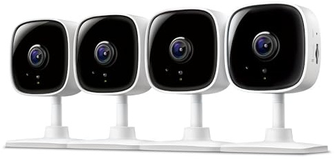 Tapo 1080P Indoor Wired Security Camera - Works as a Baby & Pet Monitor, Motion Detection, 2-Way Audio, Siren, Night Vision, Subscription-Free Local or Optional Cloud, Works with Alexa, C100(4-Pack)