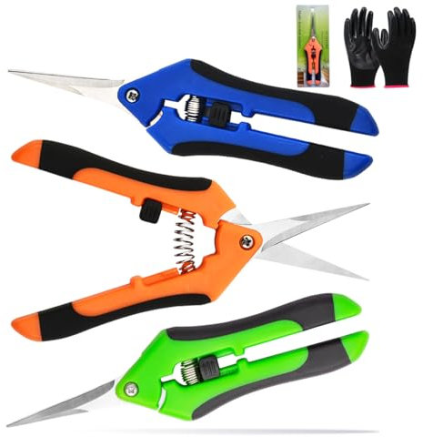 3 Secateur de Jardin de Haute Précision, XingyLi Sécateurs de Jardinage Ergonomiques avec gants, Ciseaux Bonsai à la Main avec Lames en Acier Inoxydable, Cisaille de Jardin, Sécateur pour Plantes
