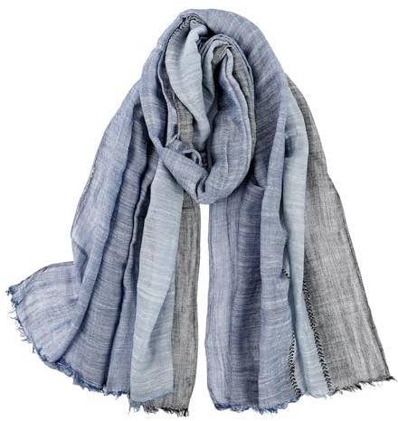 Mens Scarf Soft Fashion Scarf for Men Cotton Linen Large Scarves Warm Shawl Scarf Gifts for Men (A Navyblueblack)