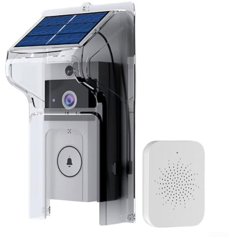 GLOBALHUT Videocitofono WiFi a energia solare con copertura impermeabile, citofono bidirezionale, monitoraggio in tempo reale per la sicurezza domestica (A)