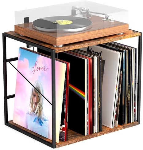 Supporto per dischi in vinile per 120 LP, supporto da parete per dischi in vinile con divisore mobile, solida cassa per esporre dischi e organizer per album, riviste, libri, file