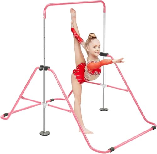 M.J COMFY-LIFE Adjustable Gymnastics Training Bar - Indoor/Outdoor Horizontal Kip Bar for Home Use - Professional Grade Gymnastics Equipment with Sturdy Steel Frame