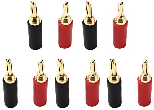 TARSHYRY Plugan Plug, Volt Meter Lead Multimetro Kit Multimetro in Ottone per Saldatura per Saldatura Placcata Connettore di Altoparlanti Maschio 5 Set 2,5 Mm Plug Banana Rosso e