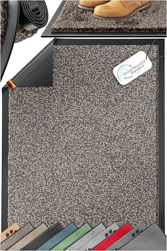 KESSER Schmutzfangmatte Profi Fußmatte in vielen Größen, Türmatte, Teppich, Fußabtreter & Fußabstreifer rutschfest, wetterfest, maschinenwaschbar, Haustür & Wohnungseingang,Taupe/Anthrazit 60x90cm