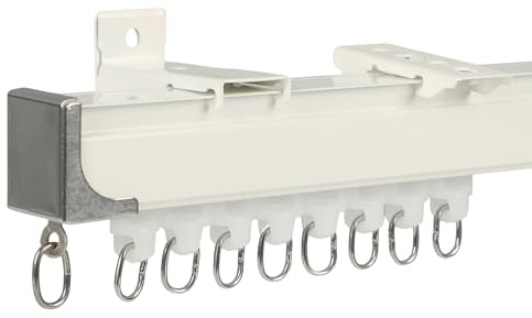 Tringle à rideau de plafond en aluminium robuste de 4 m et fixations pour séparateur de pièce, fenêtres, intimité