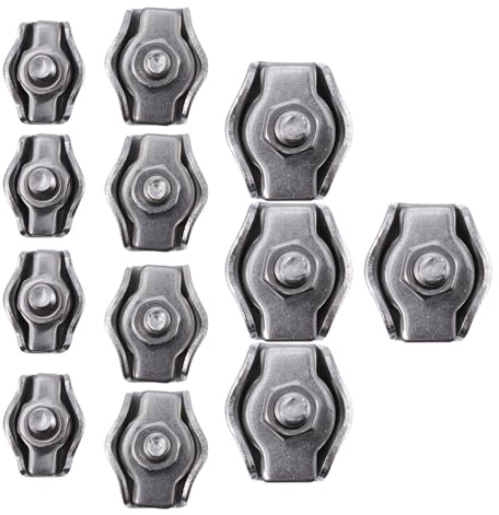 ARTSEWPLY 12pcs Stainless Steel Rope Connector Single Clips Cable Clamp Kits for Steel Wire Rope Fastening Industrial and Home Use Precision-made Cable Splicer