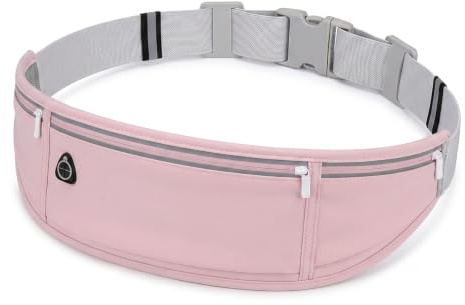 YAXIAO Ceinture Running Femme Ceinture Running Homme Rose 60-120cm Course | Sac Ceinture Femme Ceinture de Course Réfléchissantes 3 Poches Sortie Écouteurs Polyester pour Fitness,Randonnée,Sport