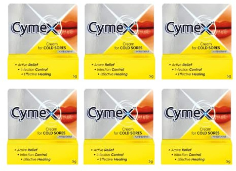 Cymex Cream for Cold Sores, 6 X 5g | Antibacterial, Triple Action Formula, Active Relief, Infection Control, Cream Treatment, Effective Healing