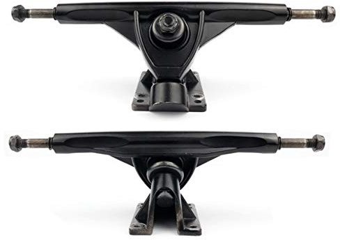 VJ Longboard Skateboard Trucks, 7inch 178mm, 50º Bases, Reverse Kingpin for Downhill, Pintail and Freeride (Set of 2) (Black)