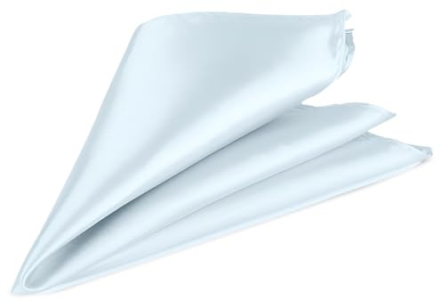 Trimming Shop Men’s Satin Pocket Square Handkerchief – Solid Colour Suit Hanky for Wedding, Groom, Prom, Party Unisex Plain Formal Wear Fashion Pocket Square, Soft Satin Dress Hanky (23cm, Sky Blue)