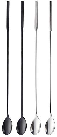 Do Buy Cucchiaio da Bar Cocktail in Acciaio Inossidabile 4pcs Cucchiaino da tè di Ghiaccio Lungo 306mm per stratificazione Latte Macchiato Longdrink Espresso, 2 Nero + 2 Argento, Bordo Arrotondato