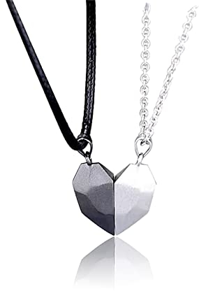 2 Collane Magnetice Coppia Corrispondenza Attrazione Reciproca, Cuore Spezzato, Regalo Romantico Sorpresa per Lui Lei Fidanzati