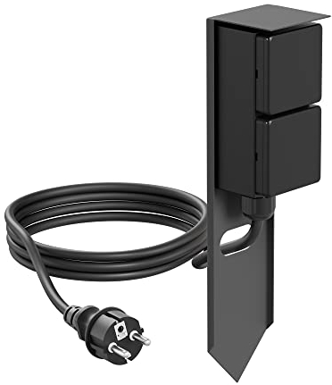 ledscom.de Garten Steckdosen-Säule PIWI mit Erdspieß und 2m Kabel für außen, IP44, 2-Fach, anthrazit