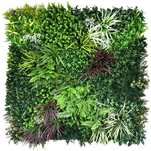 Ark Mat Artificial Plant Flower Living Wall Panels Realistic Indoor/Outdoor Garden 1 Piece 100 cm x 100 cm Home, Office, Cafe, Shop, Salon, Wedding (Wordsworth)