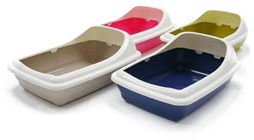 ACE - HEAVY DUTY LARGE PLASTIC CAT LITTER TRAY WITH EXTRA HIGH RIM, ASSORTED COLOURS