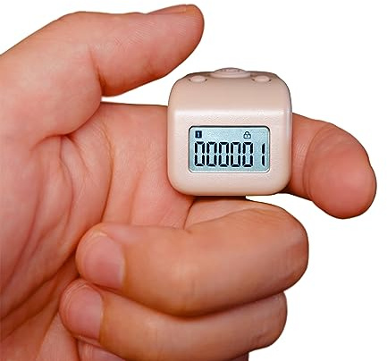 Arvakr Compteur de Doigts Rechargeable, IPX8 étanche, Compteur de Tours Silencieux, 6 canaux numérique Tasbih avec LED pour prière, Natation, Tricot, Cadeau, café