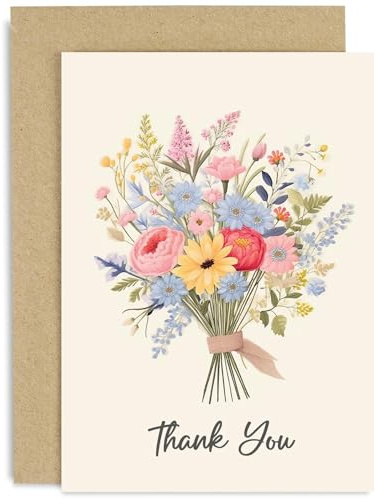 Old English Co. Special Flower Bunch Thank You Card for Friends - Thank You Gifts for Women - Thank You Wedding Cards - Teacher Thank You | Blank Inside