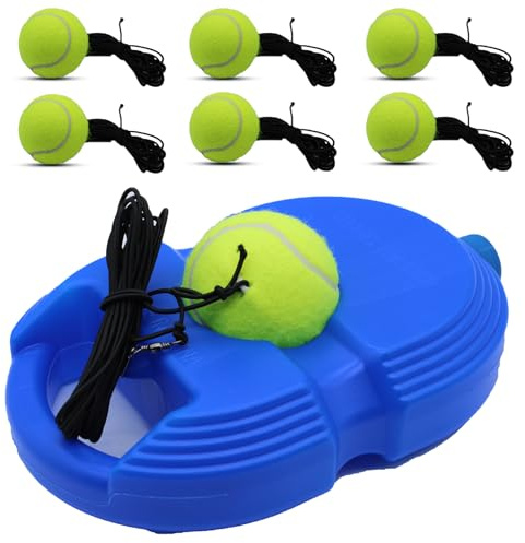Magicorange Tennis Trainer Rebound Ball with 6 String Balls, Solo Tennis Training Equipment for Self Tennis PracitceTraining for Beginner (Blue)