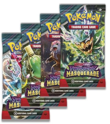 Pokémon TCG Twilight Masquerade Booster Packs x4 – Official Scarlet & Violet Series | 10 Cards per Pack | Gift for Kids, Collectors & Pokémon Fans | Chance for Ultra Rare & Gold Cards