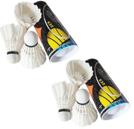 Badminton Shuttlecock, Pack of 6 Shuttlecocks with Duck Feathers, Shuttlecocks Badminton, High Speed Duck Feather Badminton Shuttlecocks, White Shuttlecocks Badminton Ball Feather for Indoor Outdoor