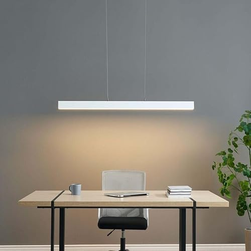 maolo Lampadario a Sospensione LED 40W - Regolabile in Altezza, 3 Tonalità di luce, Design Minimalista, per Interni Ufficio, Studio