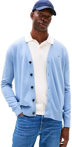 Tommy Hilfiger Chaqueta de Punto Hombre Cardigan Essential Cotton con Botones, Azul (Brisk Blue), M