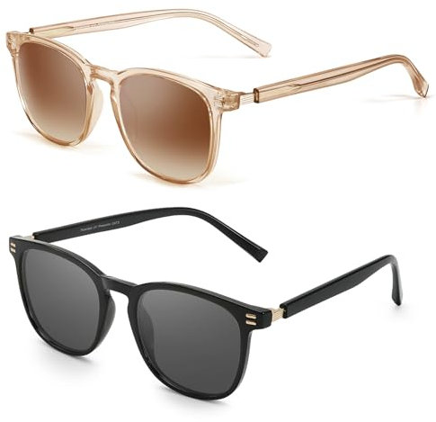 Myiaur 2 Pack Sonnenbrille Damen Polarisierte UV400 Sonnenbrille für Autofahren & Outdoor, Modisches Set mit Blendungsschutz