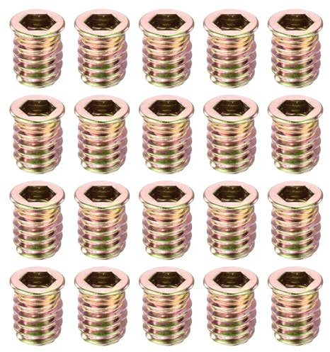 sourcing map 60Pcs Threaded Inserts, 5/16-18x43/64 Zinc Alloy Hex Socket Drive Screw-in Nut Threaded Inserts Furniture Bolt Fastener Connector for Wood Working Tool and Accessories