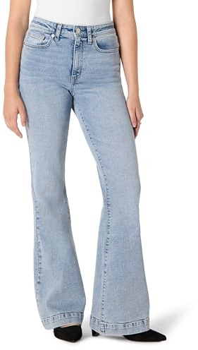 Amazon Essentials Women's Women's High Stretch High-Rise Flare Jean, Iced Blue Light Wash, 8