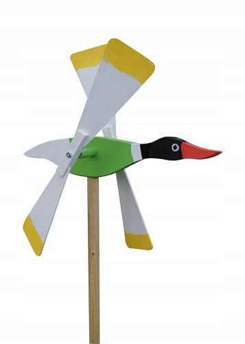 PEEWIT Mulino a vento in legno con paura da giardino repellente per anatra verde decorazione da giardino