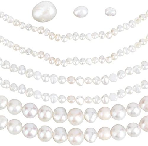 PONABEADIY 1 Caja 63-144 Piezas Cuentas Antiguas de Perlas Blancas Alrededor del océano Natural de Hawái Pequeñas Perlas pulidas de Agua Dulce cultivadas Cuentas Sueltas Espacio para joyería Collares
