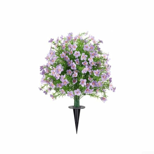 Besshepplo Árbol topiario de boj artificial con estaca de tierra para decoración de jardín al aire libre, patio, arbusto falso de plástico resistente a los rayos UV, morado, amarillo, blanco, rosa