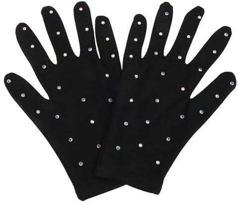 HEMOTON Guantes de Patinaje artístico para niñas con diseño Brillante y Ajuste cómodo, Color Negro Opaco, Accesorios de Patinaje para actuaciones sobre Hielo