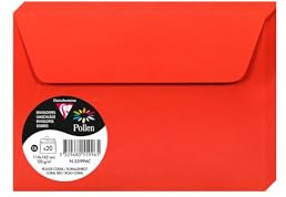Clairefontaine 55996C - Paquet de 20 Enveloppes Auto-Adhésives - Format C6 (11,4x16,2cm) - 120g - Coloris Rouge Corail - Invitation Evènements et Correspondance - Gamme Pollen - Papier Premium Lisse