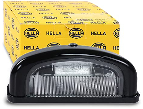 HELLA 2KA 001 386-231 Kennzeichenleuchte - Kennzeichenbeleuchtung - Anhänger - Halogen - 12V - Anbau/Schraubanschluss - ECE - Lichtscheibenfarbe: glasklar - Stecker: Flachstecker - links/rechts