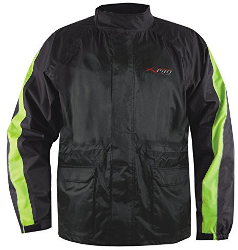 Veste Pluie Nylon 100% Etanche Capuche Reflechissant Moto Motard Sport Fluo 3XL