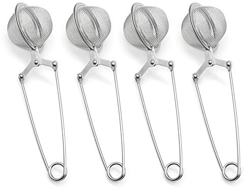KiKiHong 4 Pcs Tea Infusore Acciaio Inox Infusore Tè Filtro Colino per Spezie Pinza infusore da Tè per Tè Sfuso e Spezie