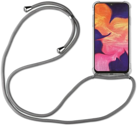 Hülle Kompatibel mit Samsung Galaxy A21s | Handykette Smartphone Halskette Hülle mit Band | Handyhülle mit Kordel zum Umhängen Kompatibel für Galaxy A21s | Grau