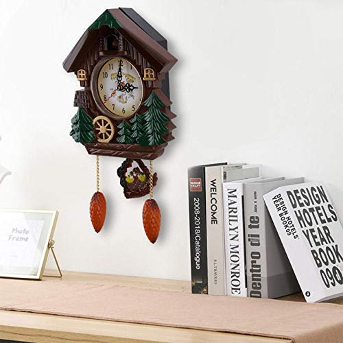 Raguso Cuckoo Wall Clock Wooden Vintage Traditional Forest Clock Quartz Wall Clock, Living Room Bedroom Decorationdaily decoration
