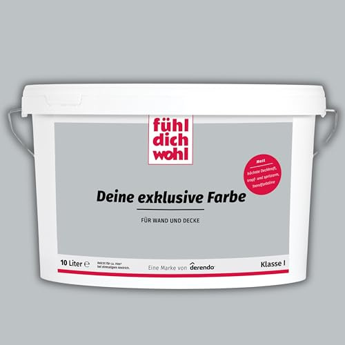 Fühl Dich Wohl Wandfarbe Grau matt 10L - Hochdeckende Innenfarbe mit sehr guter Deckkraft, geruchsarm & leicht zu verarbeiten, moderne Wohnraumfarbe für Wand & Decke, Farbton Elefantengrau 9-38