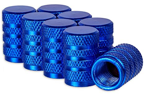Tappo valvola in Alluminio, 8 pezzi, in Blu, tappi copripolvere con guarnizione per valvole auto, moto, rimorchi, biciclette, tappi per auto, tappino bici, cappuccio valvola, tappi pneumatici auto