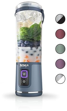 Ninja BC51NV Blast Portable Blender, Cordless, 18oz. Vessel, Personal Blender-for Shakes & Smoothies, BPA Free, Leakproof-Lid & Sip Spout, USB-C Rechargeable, Dishwasher Safe Parts, Denim Blue