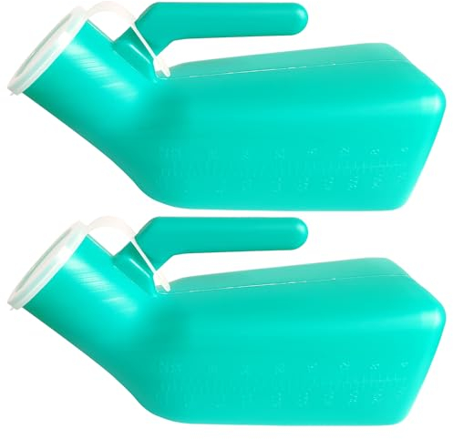 Male Urinal Bottle,Thick Portable urinals for Men,Pee Bottles with Lid 32oz./1000mL, Spill Proof Urinal Bottle for Hospital, Car,Travel,Outdoor,Emergency,Camping,Elderly & Incontinence(2PACK)