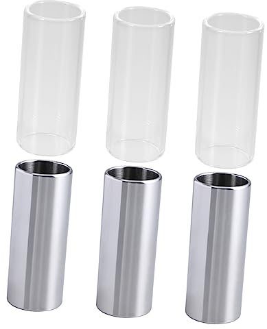 TOYANDONA 6 Pièces Slide De Guitare Verre Col De Bouteille Moyen Pour Guitare Standard Acier Inoxydable Moyenne Clair Et Brillant