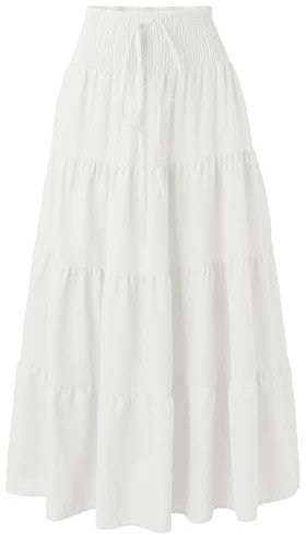 Adigaber Lang Rock Damen Chiffon Bohemien Einheitsgröße Maxirock Verstellbares Riemen Kleid Urlaub Sommerrock Strandkleider