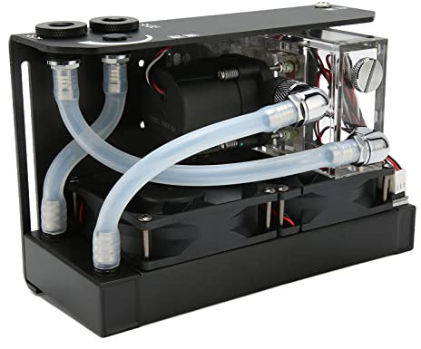 Bomba enfriadora de agua de CPU, 600 L/h para PC, bomba de agua silenciosa integrada, intercambiador de calor de aluminio, refrigeración líquida, disipador de calor con dos ventiladores para