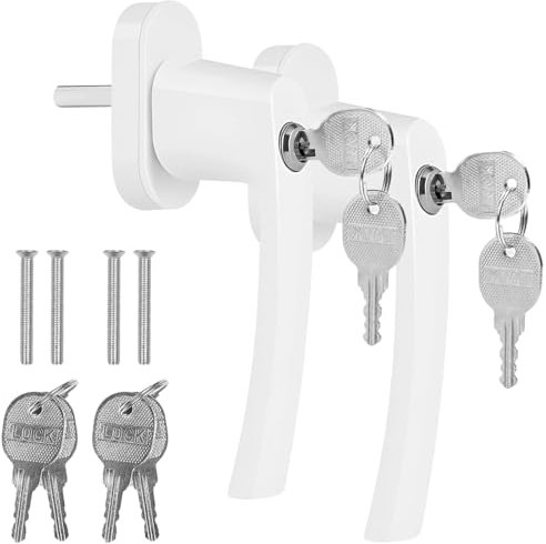 Lunriwis Lot de 2 poignées de fenêtre verrouillables - Sécurité enfant - En aluminium - Avec 2 clés - Pour fenêtre et porte de terrasse