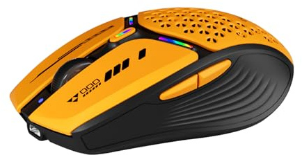 Uciefy Bluetooth Wireless Mouse, (BT5.0/5.1+2.4GHz) USB C Rechargeable LED Mouse Battery Level Visible, Honeycomb Magnetic Shell Cover with USB Receiver & Type-C Adapter for Laptop/PC/Mac/iPad -Orange