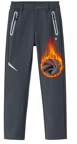 MoFiz Kids Snow Pants Insulated Snowboard Pants for Boy & Girl (Grey, S)