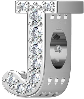 ChenYuTe 925 sterlingsilver bokstavsberlocker A~Z 5A zirkon bokstäver berlocker pärla alfabet berlock kompatibel med europeiska armband och halsband, Sterlingsilver, Kubisk zirkonia